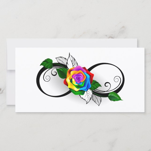 Infinity Symbol with Rainbow Rose Holiday Card (Front)