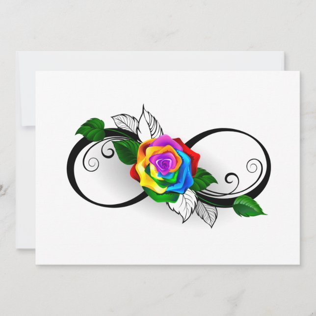 Infinity Symbol with Rainbow Rose Holiday Card (Front)