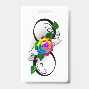 Infinity Symbol with Rainbow Rose ID Badge