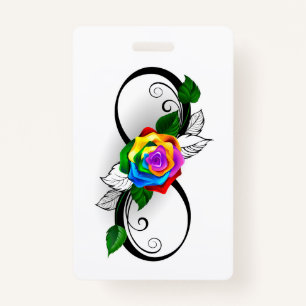 Infinity Symbol with Rainbow Rose ID Badge