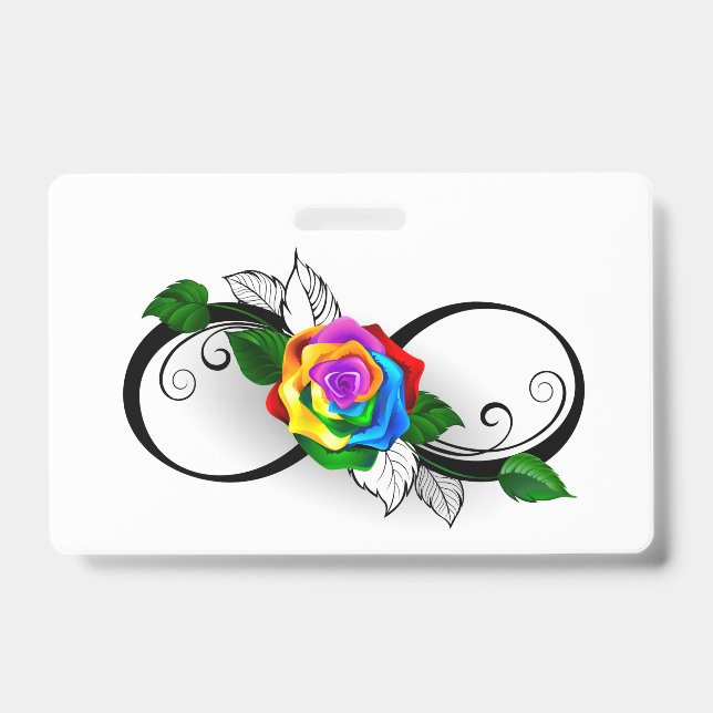 Infinity Symbol with Rainbow Rose ID Badge (Front)