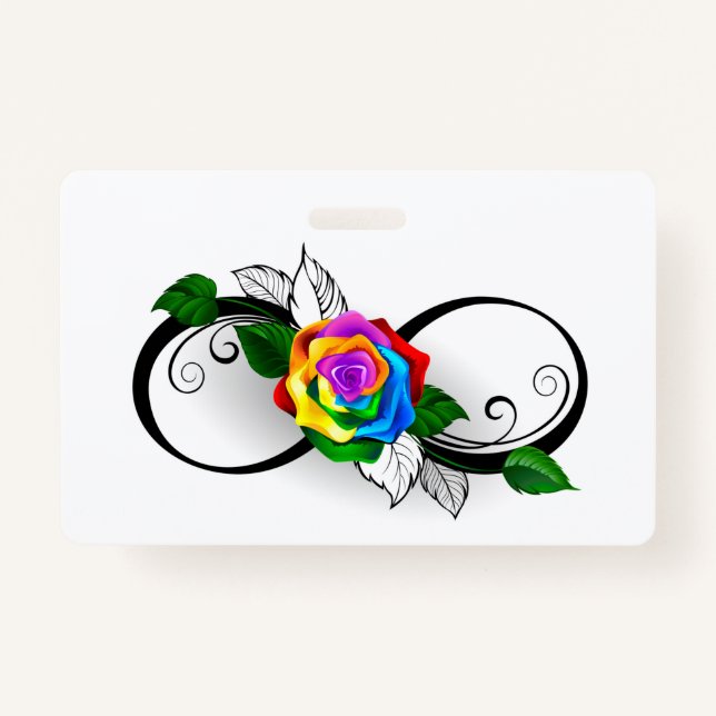 Infinity Symbol with Rainbow Rose ID Badge (Front)