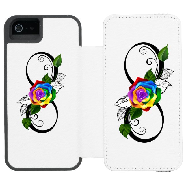Infinity Symbol with Rainbow Rose Incipio iPhone Wallet Case (Folio Open)