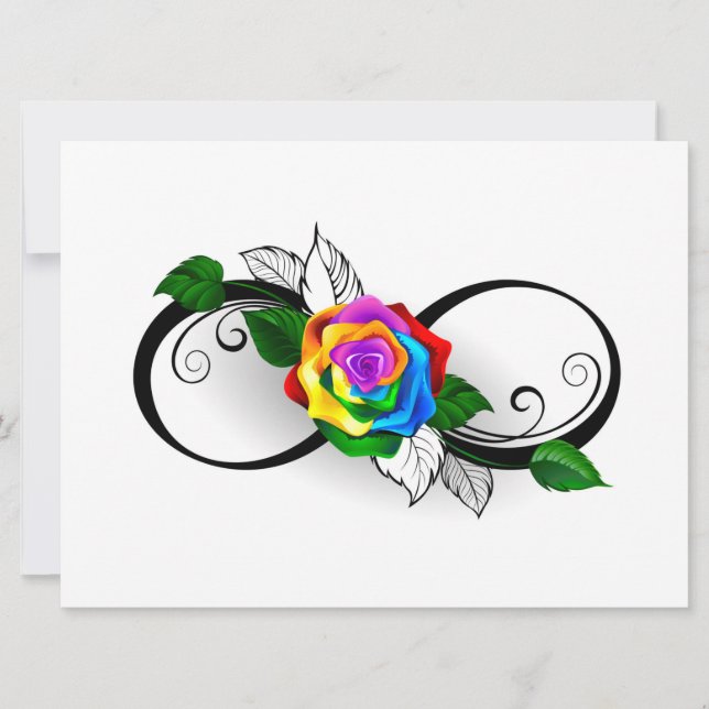 Infinity Symbol with Rainbow Rose Invitation (Front)