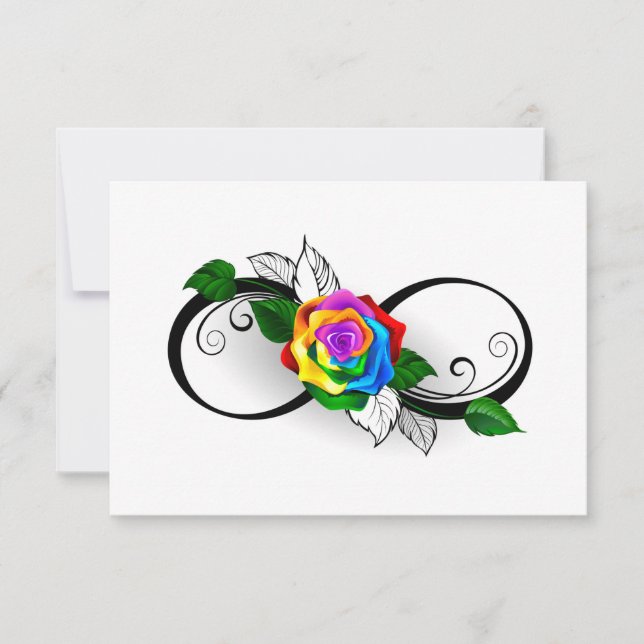 Infinity Symbol with Rainbow Rose Invitation (Front)