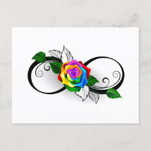 Infinity Symbol with Rainbow Rose Invitation Postcard