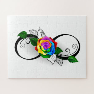 Infinity Symbol with Rainbow Rose Jigsaw Puzzle