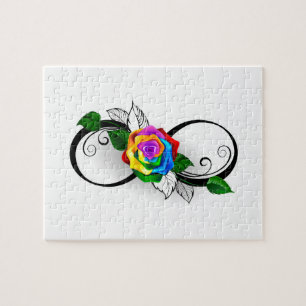 Infinity Symbol with Rainbow Rose Jigsaw Puzzle