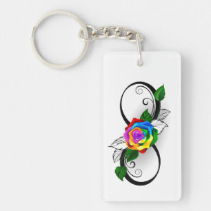 Infinity Symbol with Rainbow Rose Key Ring