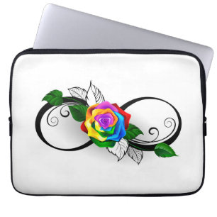 Infinity Symbol with Rainbow Rose Laptop Sleeve