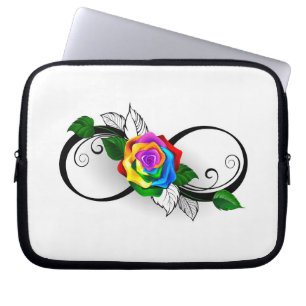 Infinity Symbol with Rainbow Rose Laptop Sleeve
