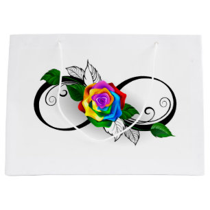 Infinity Symbol with Rainbow Rose Large Gift Bag