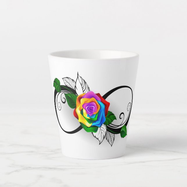 Infinity Symbol with Rainbow Rose Latte Mug (Front)