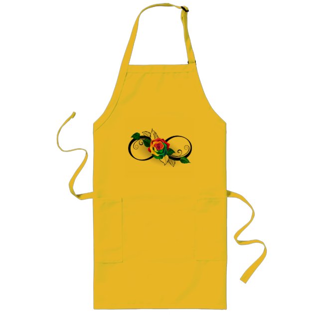 Infinity Symbol with Rainbow Rose Long Apron (Front)
