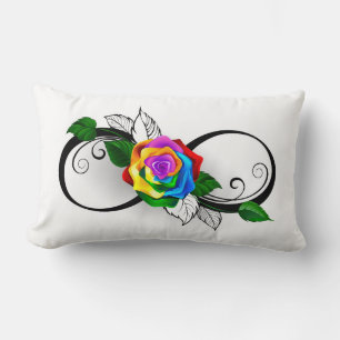 Infinity Symbol with Rainbow Rose Lumbar Cushion