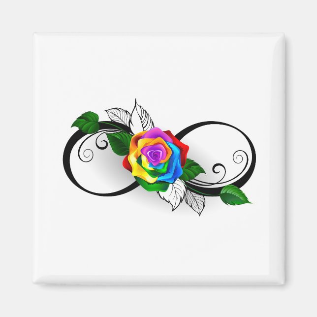 Infinity Symbol with Rainbow Rose Magnet (Front)