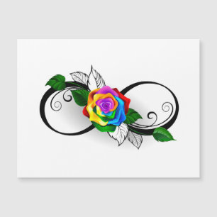 Infinity Symbol with Rainbow Rose Magnetic Invitation