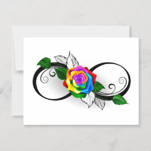 Infinity Symbol with Rainbow Rose Magnetic Invitation