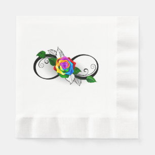 Infinity Symbol with Rainbow Rose Napkin