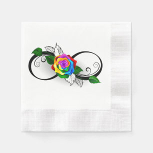 Infinity Symbol with Rainbow Rose Napkin