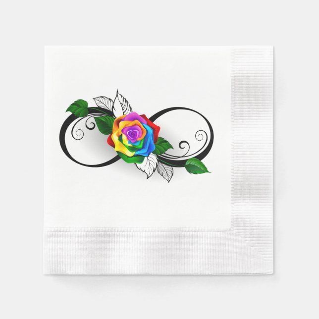 Infinity Symbol with Rainbow Rose Napkin (Front)