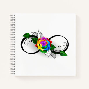 Infinity Symbol with Rainbow Rose Notebook