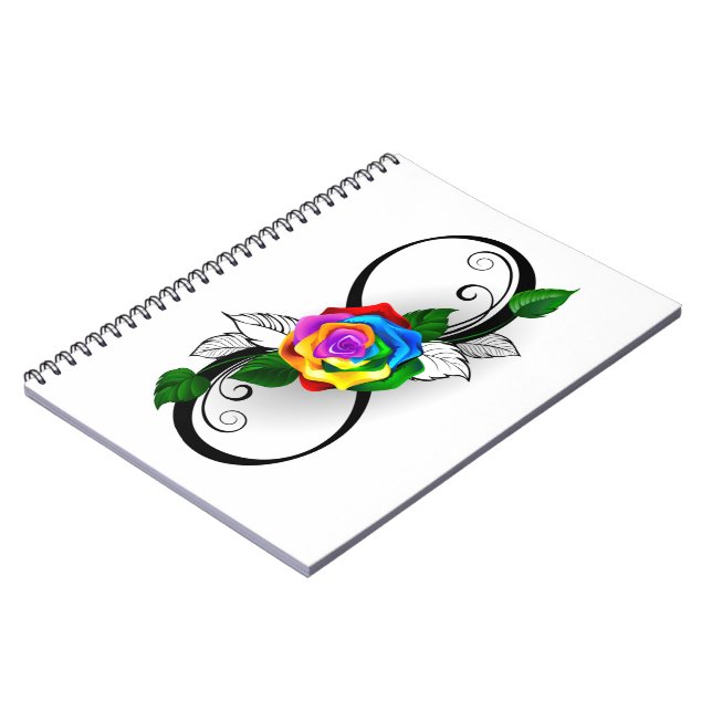 Infinity Symbol with Rainbow Rose Notebook (Left Side)