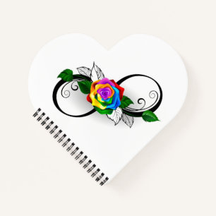 Infinity Symbol with Rainbow Rose Notebook