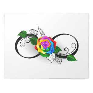 Infinity Symbol with Rainbow Rose Notepad
