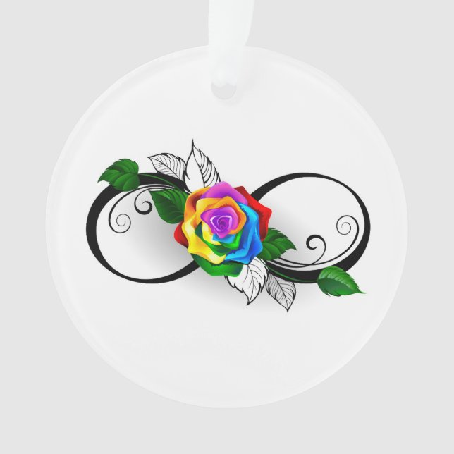 Infinity Symbol with Rainbow Rose Ornament (Front)