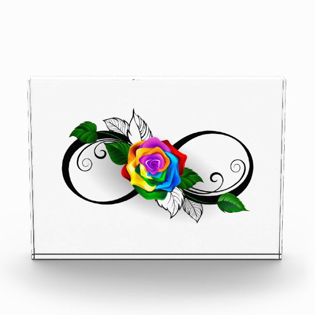 Infinity Symbol with Rainbow Rose Photo Block (Front)