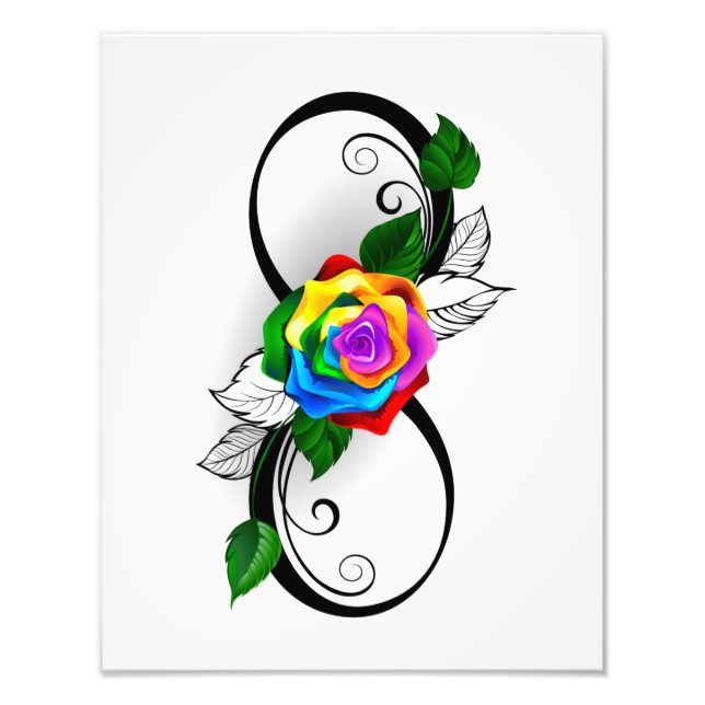 Infinity Symbol with Rainbow Rose Photo Print (Front)