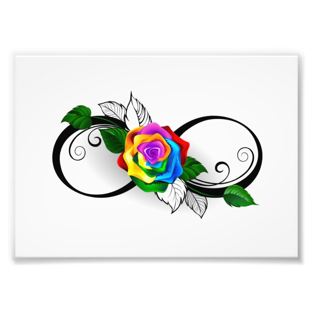 Infinity Symbol with Rainbow Rose Photo Print (Front)