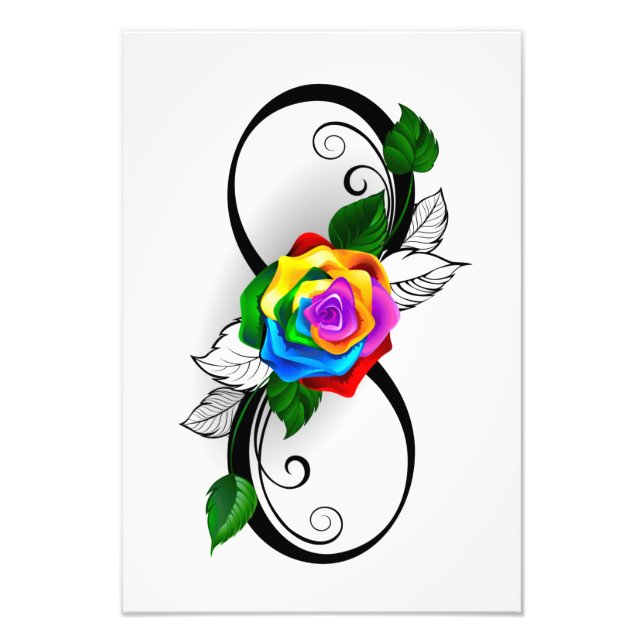 Infinity Symbol with Rainbow Rose Photo Print (Front)