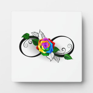Infinity Symbol with Rainbow Rose Plaque
