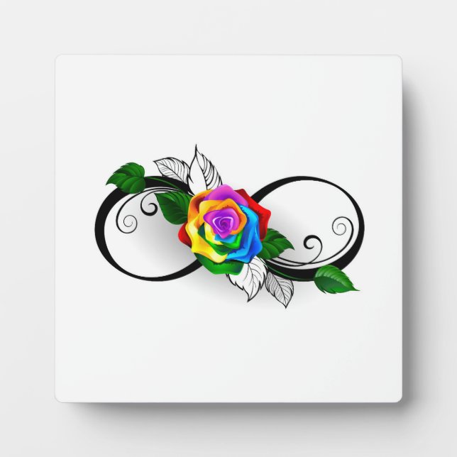 Infinity Symbol with Rainbow Rose Plaque (Front)