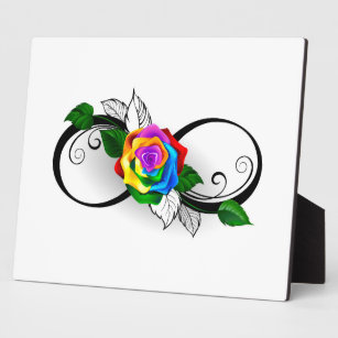 Infinity Symbol with Rainbow Rose Plaque