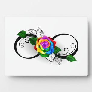 Infinity Symbol with Rainbow Rose Plaque
