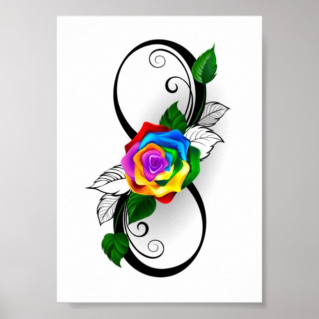 Infinity Symbol with Rainbow Rose Poster (Front)