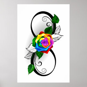 Infinity Symbol with Rainbow Rose Poster
