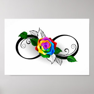Infinity Symbol with Rainbow Rose Poster