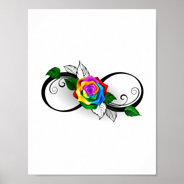 Infinity Symbol with Rainbow Rose Poster (Front)