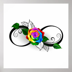 Infinity Symbol with Rainbow Rose Poster