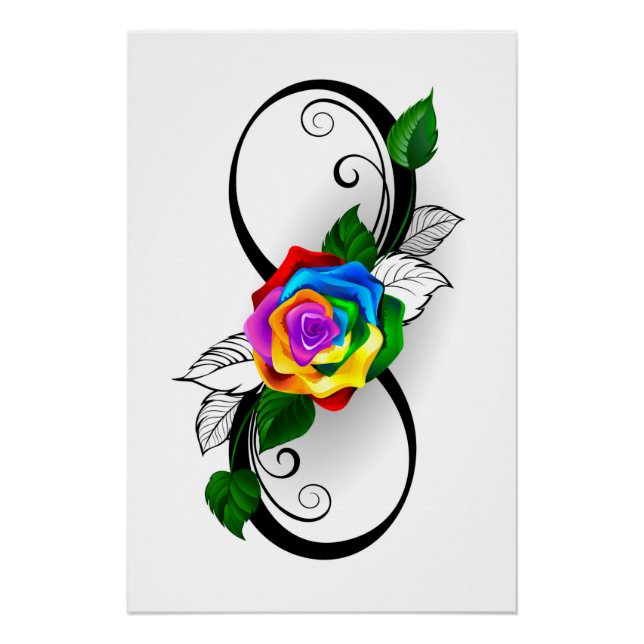 Infinity Symbol with Rainbow Rose Poster (Front)