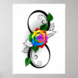 Infinity Symbol with Rainbow Rose Poster