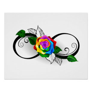 Infinity Symbol with Rainbow Rose Poster