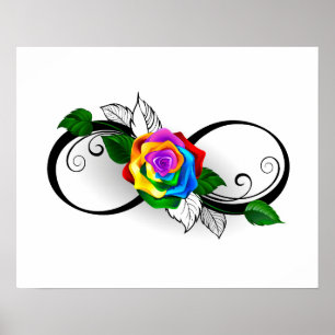 Infinity Symbol with Rainbow Rose Poster