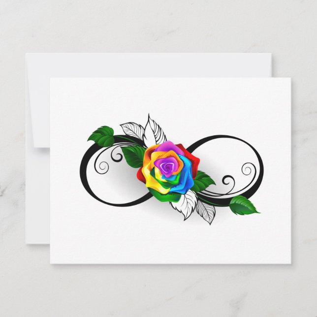 Infinity Symbol with Rainbow Rose Save The Date (Front)