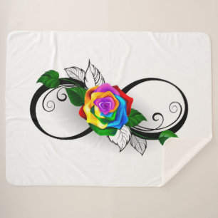 Infinity Symbol with Rainbow Rose Sherpa Blanket
