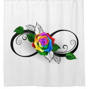 Infinity Symbol with Rainbow Rose Shower Curtain